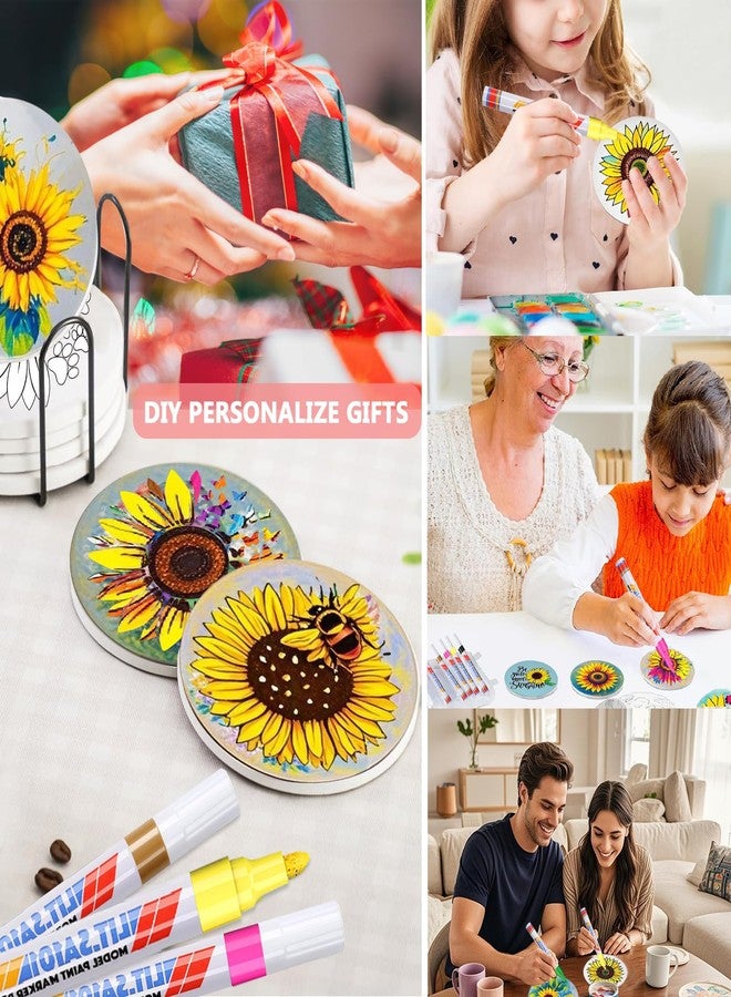 DoYoMo Paint Your Own Sunflower Coaster with Markers,Arts and Crafts for Adul,6 Absorbent Ceramic Tiles with Cork Base,DIY Painting Kit Sunflower Gifts for Women,Crafts for Seniors Adults All Ages Teens - Image 5